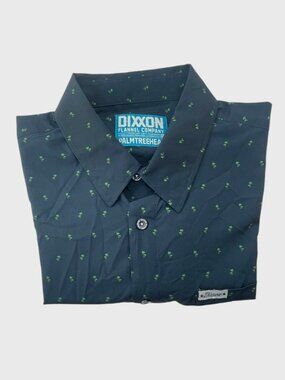 Dixxon Men's Casual Button-Down Shirt 3X Navy Palm Tree Head D-Lite Stretch
